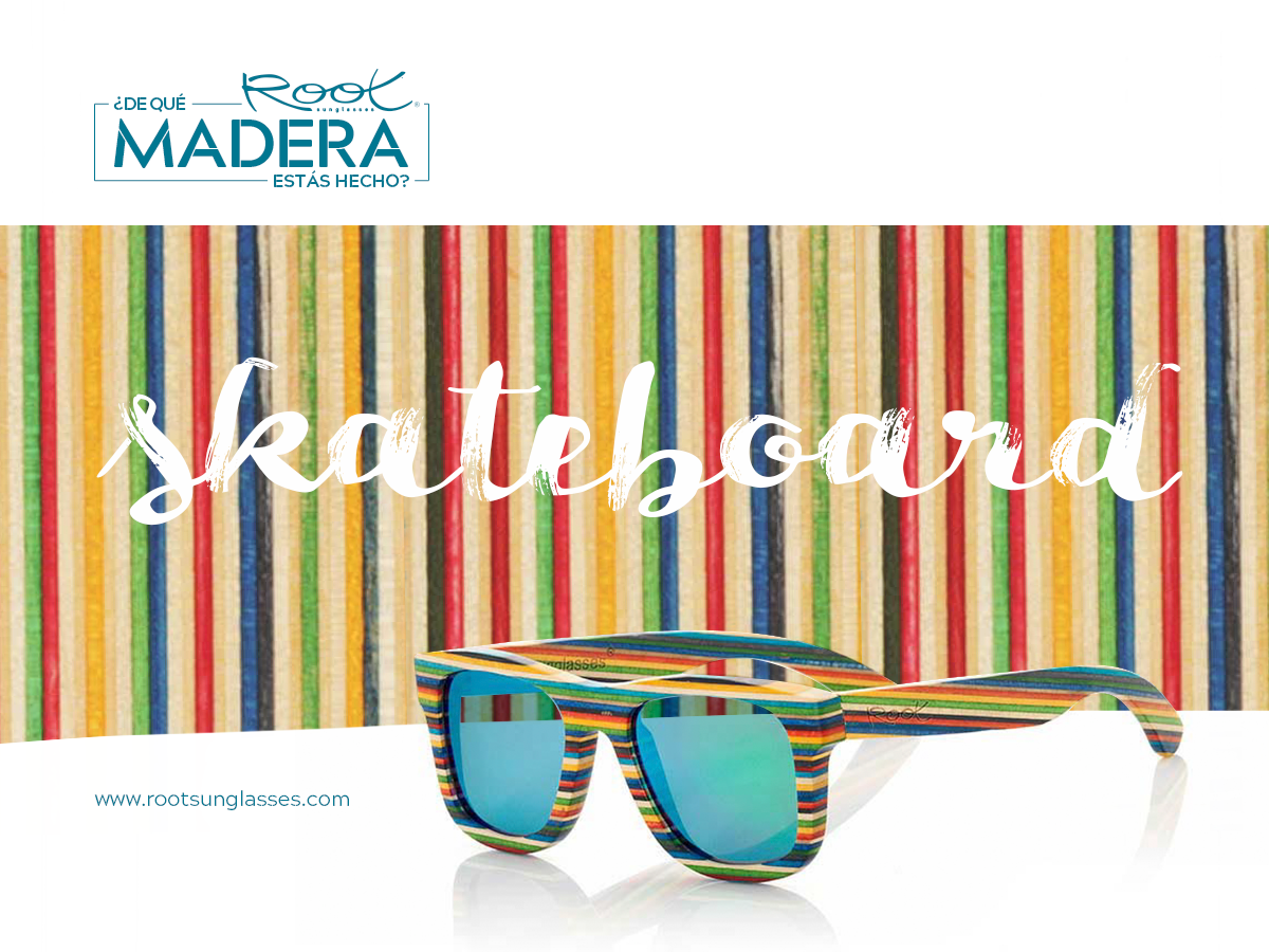 Gafas de madera skateboard