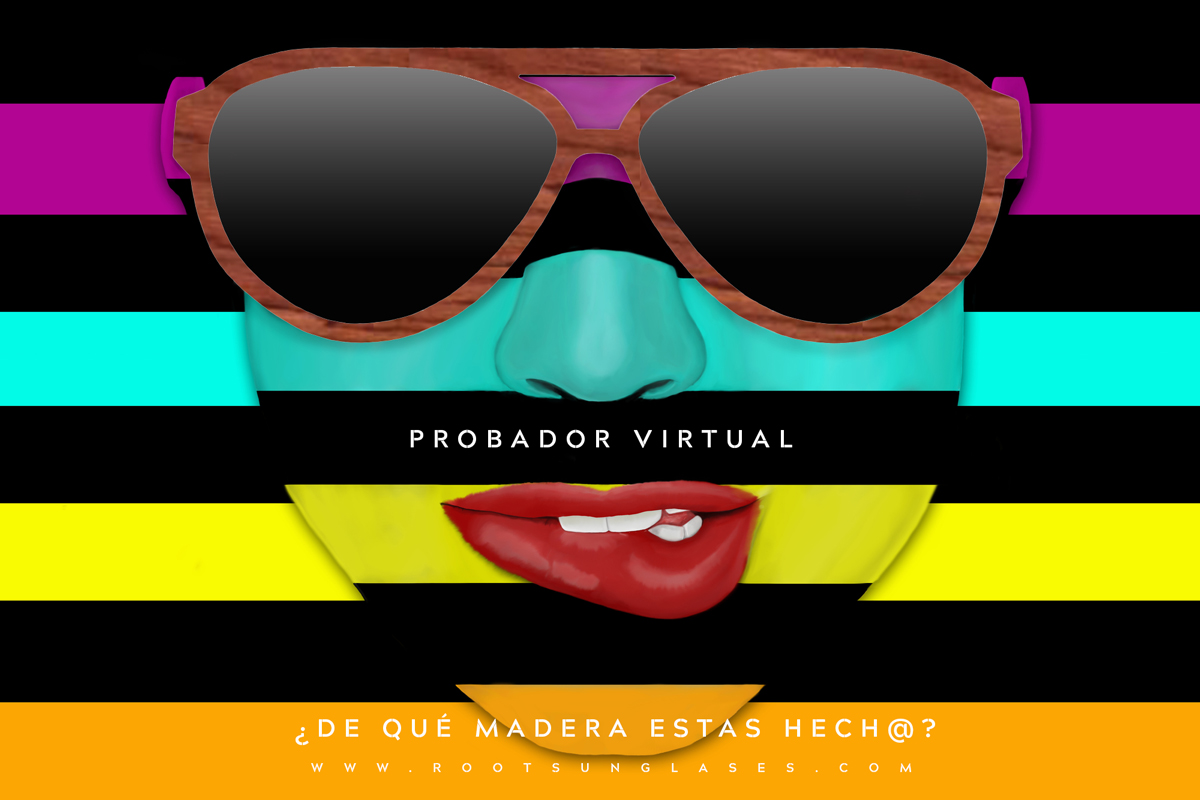 Pruébate las gafas de sol… Virtualmente. Root Sunglasses - Gafas y Relojes de Madera Natural.