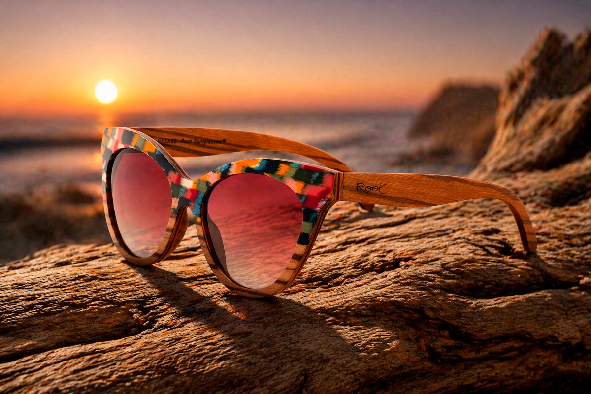 Multicolor wooden sunglasses | Unique layered design. Root Wooden Sunglasses