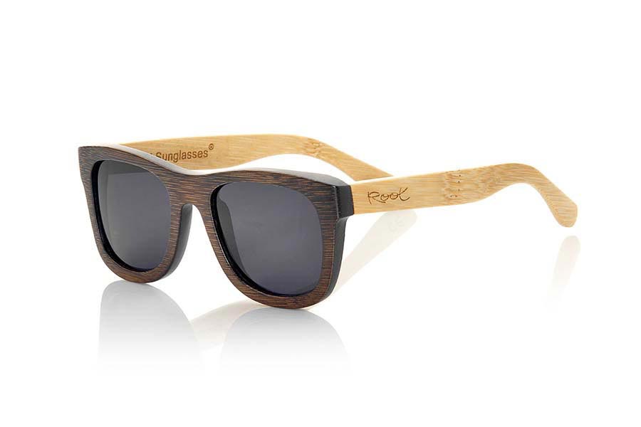 Wood eyewear of Bamboo WOODHEART. The sunglasses Woodheart are made of bamboo wood, with the front dyed  in brown tones and sideburns in natural bamboo color  where the wood grain is always present it is a classical frame standard size that feels good to both boys and girls.  Front measssure 147x50mm for Wholesale & Retail | Root Sunglasses® 