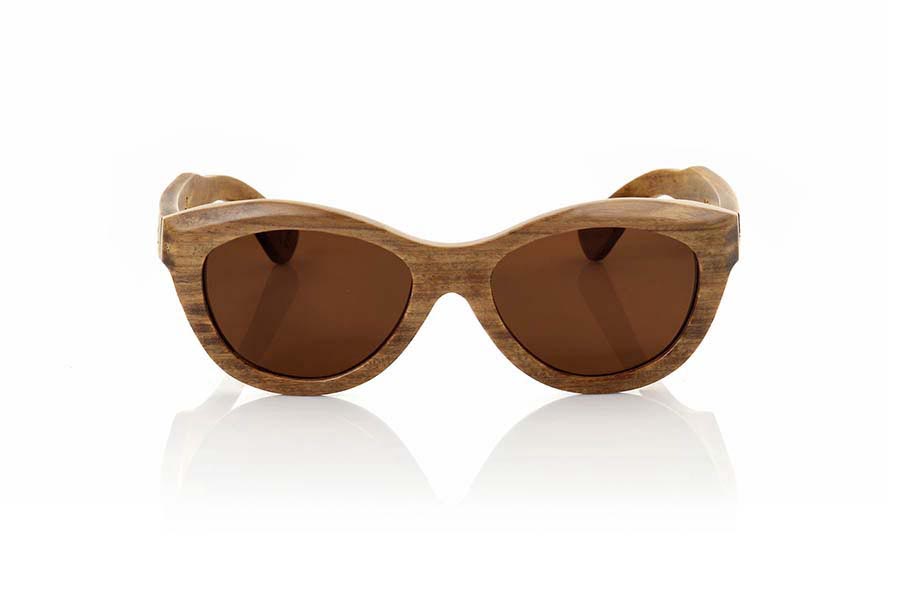 Wood eyewear of Lignum NOINA. Noina wooden Sunglasses  are made of wood Lignum which has a hazelnut color with green and whose grain are not as marked as in other types of wood. Suggestive shape the Noina are a premium choice in a special very beutifull wood. measures 142x50mm for Wholesale & Retail | Root Sunglasses® 