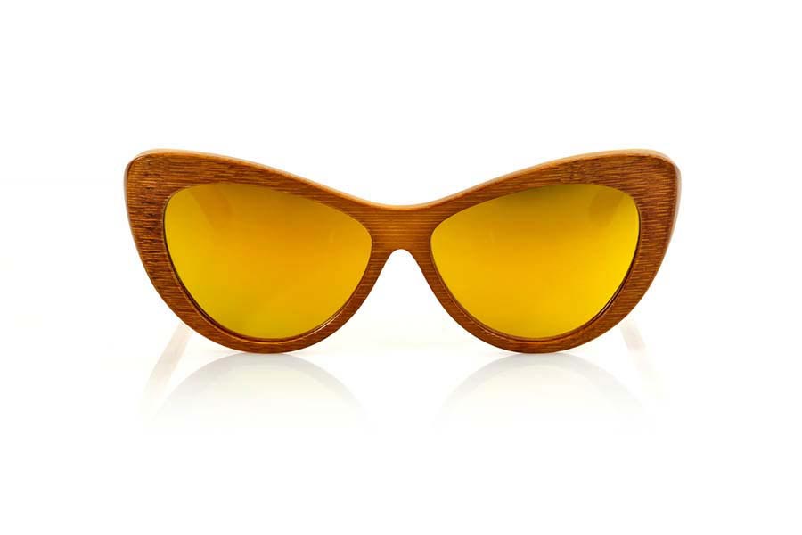 Wood eyewear of Bamboo GOBI. Gobi sunglasses are made with natural bamboo wood in combination with gray tinted lenses or yellow yellows REVO is a striking butterfly-shaped model with which you will not go unnoticed. Available in two sizes. Normal front Size: 147x49mm  for Wholesale & Retail | Root Sunglasses® 