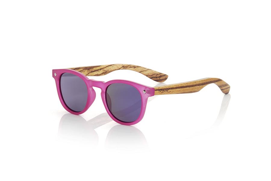 Gafas de Madera Natural de Zebrano modelo KID R PINK - Venta Mayorista y Detalle | Root Sunglasses®