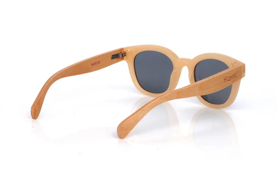 Wood eyewear of Maple SOELIA. SOELIA wooden sunglasses feature a translucent cream/sand acetate front with a rounded, slightly cat-eye shape that feels soft, flattering, and very easy to wear. The outline is clean and well-balanced, with gently wrapped lines that add presence without looking heavy.

Maple wood temples add a natural contrast and keep the overall feel lightweight and comfortable for everyday use. A bright, minimalist style that pairs perfectly with neutral and summer looks.

Dimensions: 144x50 mm
Calibre: 48
 for Wholesale & Retail | Root Sunglasses® 