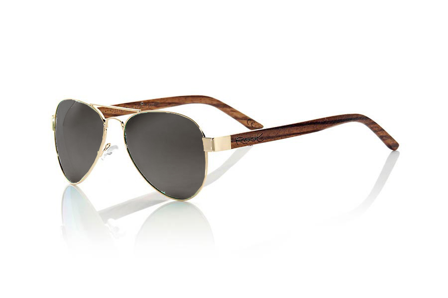 Wood eyewear of Zebrano BERLIN. BERLIN sunglasses are made from the metal frame and sideburns natural Zebrano wood. A classic Aviator style model series combined with yellow lenses REVO, REVO Blue or Gray REVO. You'll love the combination of zebra wood. Front Measure: 150x50mm for Wholesale & Retail | Root Sunglasses® 