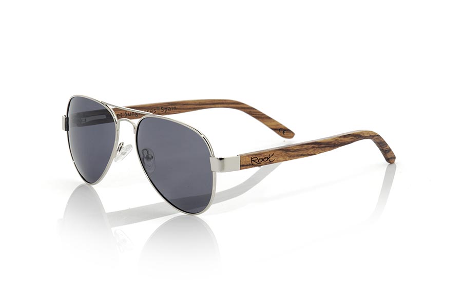 Wood eyewear of Zebrano BONIN. BONIN sunglasses are made from SILVER metal frame and sideburns natural Zebrano wood. A classic Aviator style model series combined with various lenses. You'll love the combination of zebra wood. Front Measure: 150x50mm for Wholesale & Retail | Root Sunglasses® 