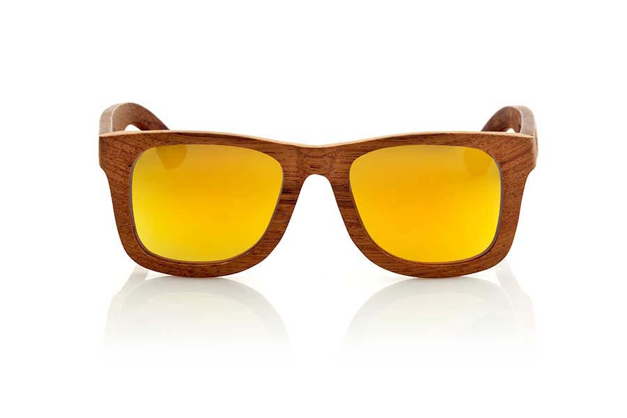 Wood eyewear of Bubinga UYUNI. Uyuni sunglasses are made of natural wood Bubinga also called African rosewood. Wood is a striking and exotic red and have been combined with yellow REVO lenses in a classic frame that sits well to all kinds of people. You'll be amazed at the striking color and grain of the wood. Dimensions: 145x50mm for Wholesale & Retail | Root Sunglasses® 