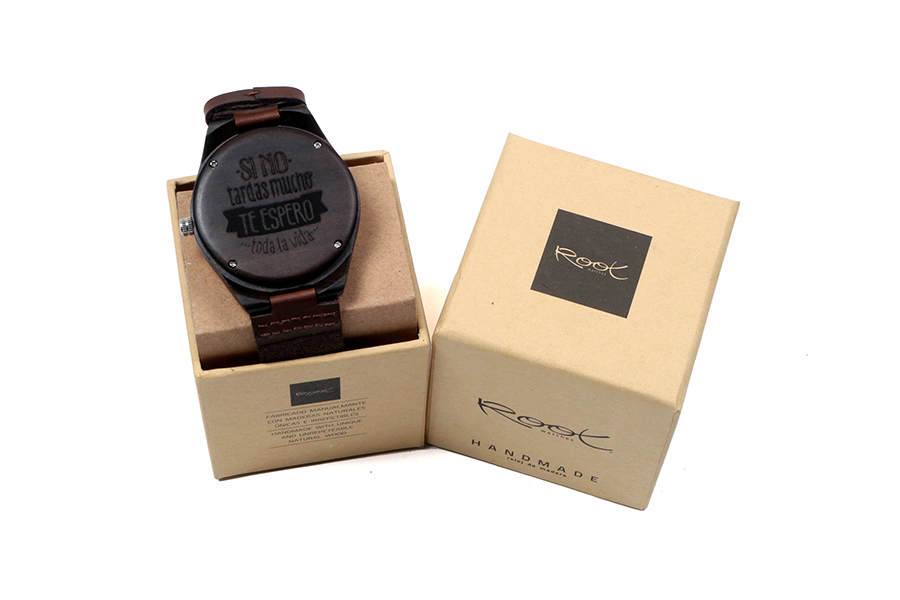 Reloj de Madera modelo Mensaje Personalizado en tapa Trasera de Reloj. | Root® Watches