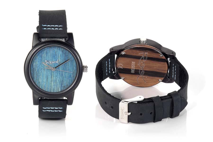 Reloj de Madera Ébano BLUE DAY...  Venta al Por Mayor y Detalle | Root® Watches 